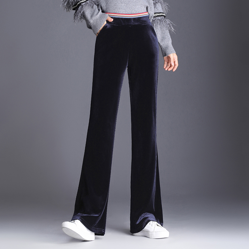 Golden Velvet Broadlegged Pants Woman Spring Autumn High Waist Large Size Women Pants Loose Color Pants With Slim Fat Mm Pant Cashmere Microhorn Pants