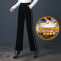 Down Pants Woman External Wearing Winter High Waist Women Pants Plus Suede Thickened Fashion Loose Straight Cylinder Warm Cotton Pants Winter Broadlegged Pants