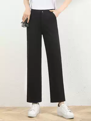 Wide leg pants women's high waist summer thin hanging fat plus size fat mm straight tube ankle-length pants 200 Jin suit pants