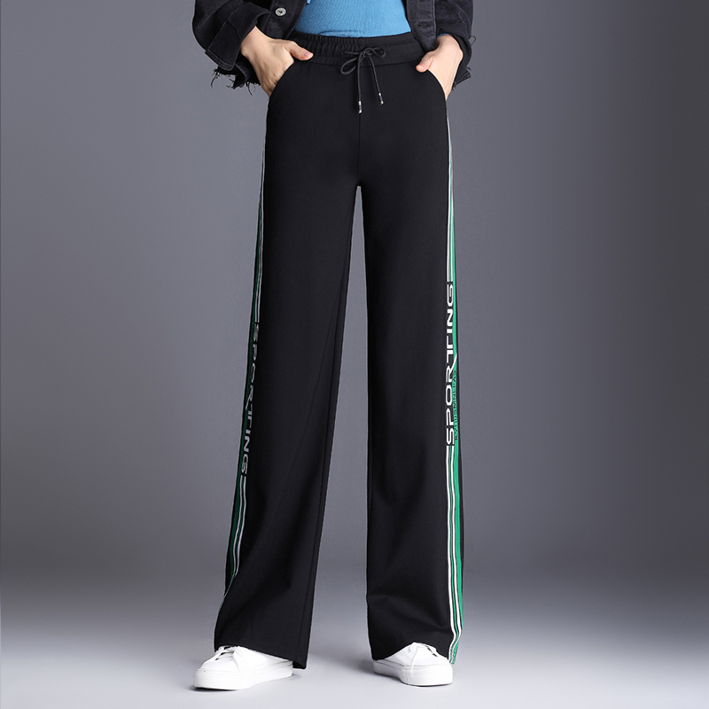 Broadlegged Pants Woman Spring Autumn High Waist Loose Large Size Size Weight Mm Pituality Casual Sports Pants Straight Drum Long Pants 200 Catty Pants