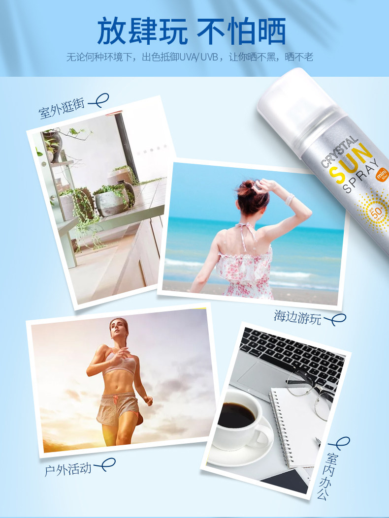 娜扎同款 韩国 RECIPE SPF50+ 水晶防晒喷雾 50ml*3瓶 可带上高铁/飞机 图7