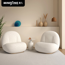 MINEFINE) Personality Design) Big White Sofa Chair White Lamb Suede High Rebound Sponge Soft Seat Sloth Sofa