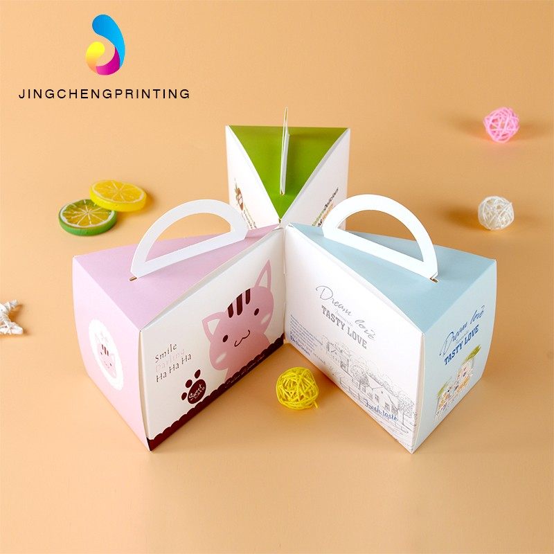Triangular Portable Mousse Cake Packaging Box Small Cheese Cheese Diced West Point Baking Dessert Dessert Paper Box
