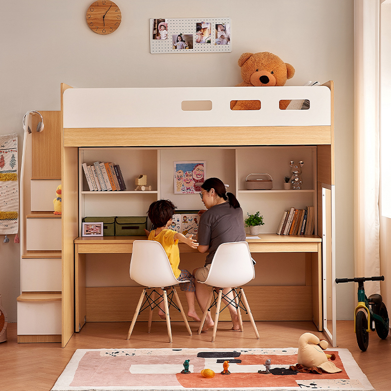 Koala Forest Children's Bed with Integrated Desk, Upper and Lower Bed, Bunk Bed with Desk, Multifunctional Combination