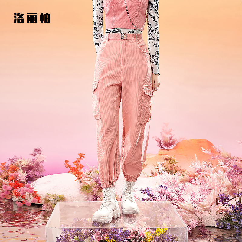 Loripa women wear cordulent broad leg casual pants 2022 new fashion pocket workers pants high waist trousers