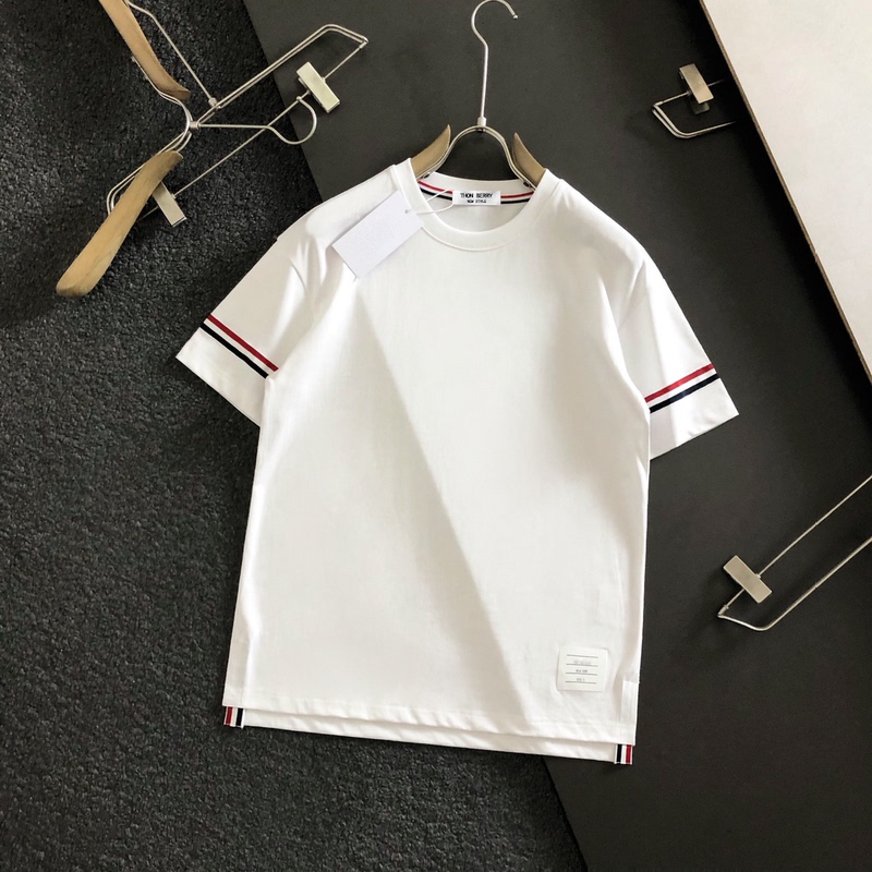 Thon Berry Trendy Brand Unisex Spring and Summer Double-Sleeve Striped Crew Neck Pullover Tb Short-Sleeve T-Shirt Base Shirt