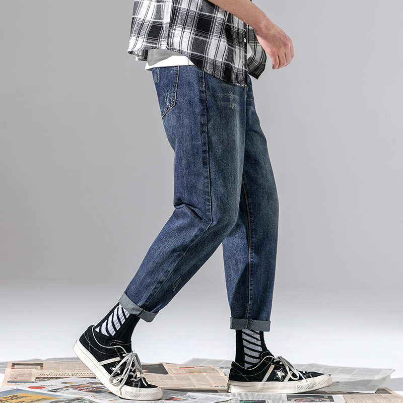 Pants men's jeans spring and autumn new Korean version of the trend loose straight wild Japanese trend brand casual pants men