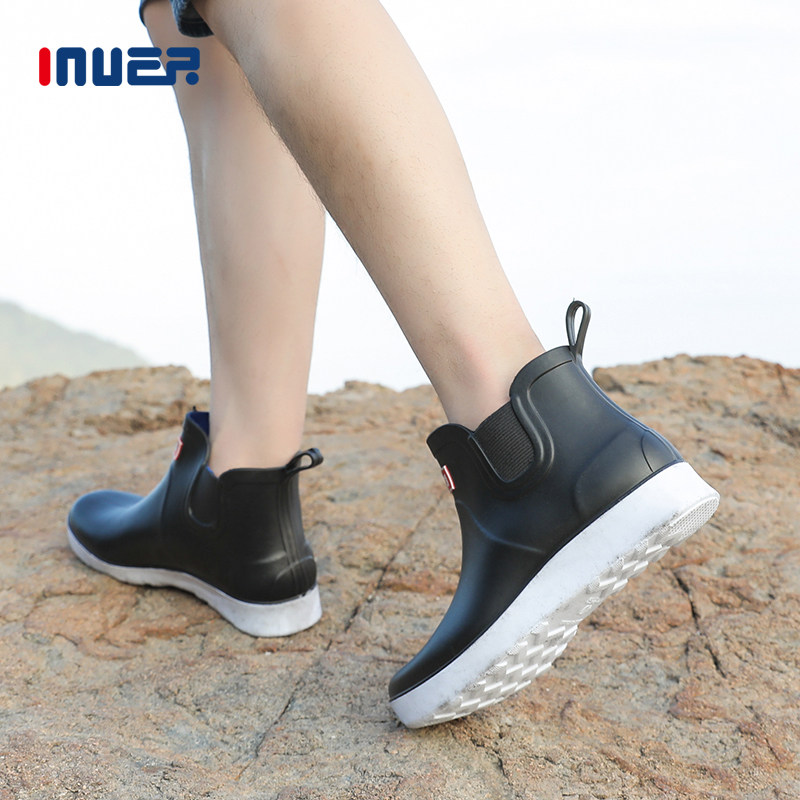 Autumn Winter Rain Shoes Men Plus Suede Short Cylinders Non-slip Water Shoes Warm Rain Boots Low Help Fashion Set Shoes Kitchen Rubber Shoes Water Boots