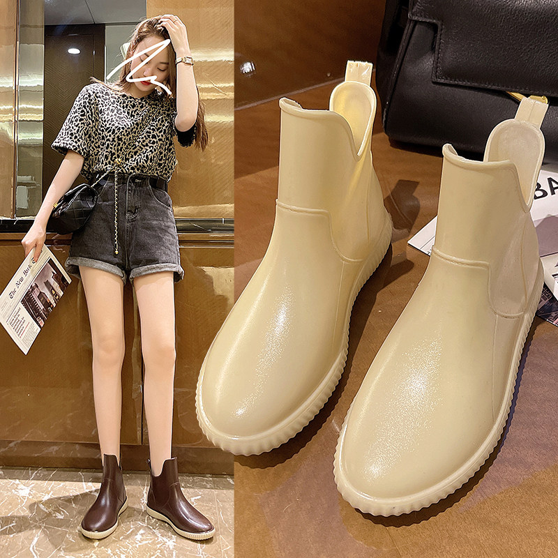 Rain Shoes Women's Summer Fashion Exterior Wearing anti-slip rain boots waterproof low cylinder set shoes Soft bottom light Water Shoe Kitchen Rubber Shoes