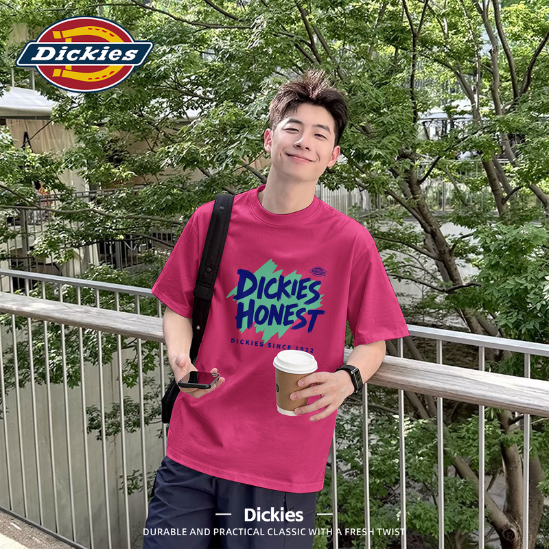 Dickies American-Style Heavyweight Pure Cotton Short-Sleeve T-Shirt for Men, Summer Loose Trendy Versatile Top for Young Men, Half-Sleeve