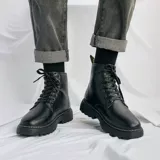 Martens, черный костюм, трендовые универсальные водонепроницаемые ботинки для школьников на платформе для кожаной обуви, в корейском стиле