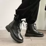 Martens, черный костюм, трендовые универсальные водонепроницаемые ботинки для школьников на платформе для кожаной обуви, в корейском стиле