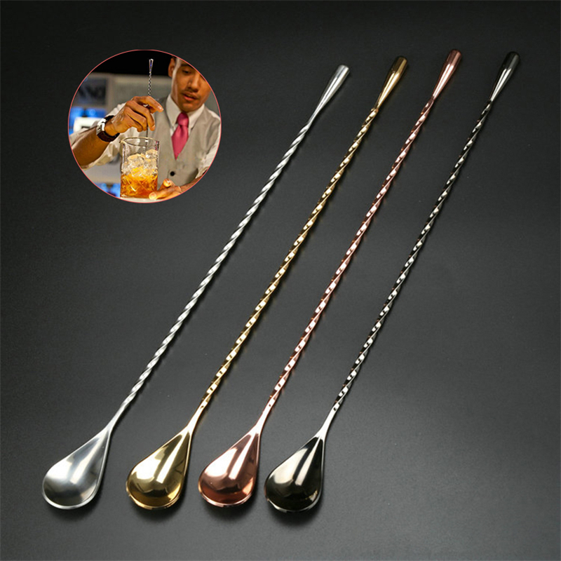 Stainless steel long bar Spoon Drop shaped fine threaded bar Spoon Cocktail Stirring Rod to tune wine Bar Bar tuning bar More