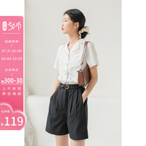 Fassilu black pants children Summer new 2022 High waist suits shorts loose casual broadlegs 50% pants