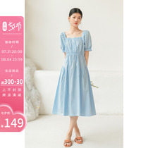 Fascia French style blue temperament with dress and feminine summer design sensational collar small skirt for cashew with waistcoat Foam Sleeves A