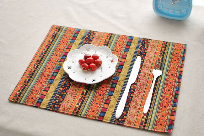 Thái sọc bảng mat bàn ăn vải placemat red blue retro tính năng phong cách dân tộc bữa ăn mat trà mat