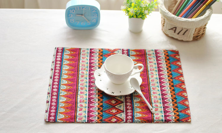 Thái sọc bảng mat bàn ăn vải placemat red blue retro tính năng phong cách dân tộc bữa ăn mat trà mat