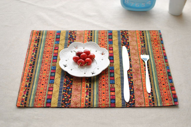 Thái sọc bảng mat bàn ăn vải placemat red blue retro tính năng phong cách dân tộc bữa ăn mat trà mat