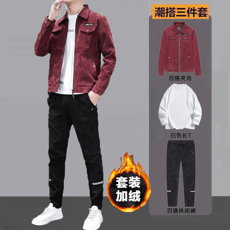 Handsome Men's Clothing, Men's Three-Piece Suit, a Set of Autumn Clothing, a Stylish and Mature Autumn Suit for Men, a Complete Set for the Whole Body