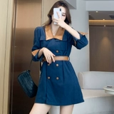 Демисезонное платье, вельветовый корсет, полиуретановый костюм, юбка, изысканный стиль, по фигуре, подходит для подростков