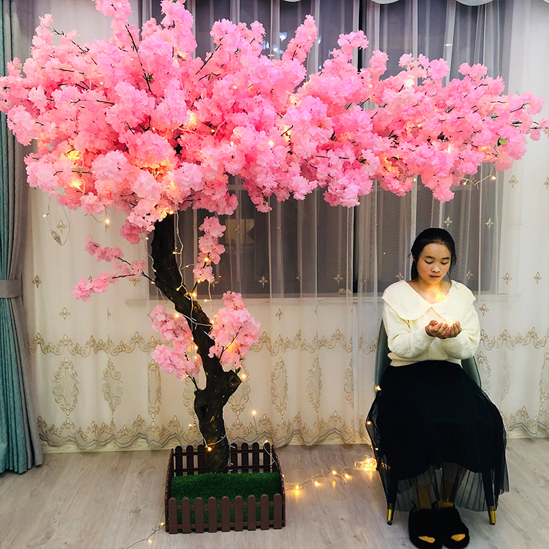 Simulation Cherry Blossom Tree Peach Blossom Tree Fake Tree Decoration Indoor Outdoor Xu Willing Tree Mall Furnishing Fake Flowers Fake Peach Tree Large