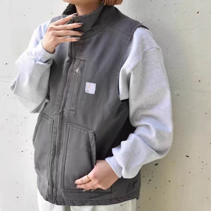 Ceiling Car V33 Canvas Workwear Warm Vest Lamb Wool Simple Loose-Fitting Jacket