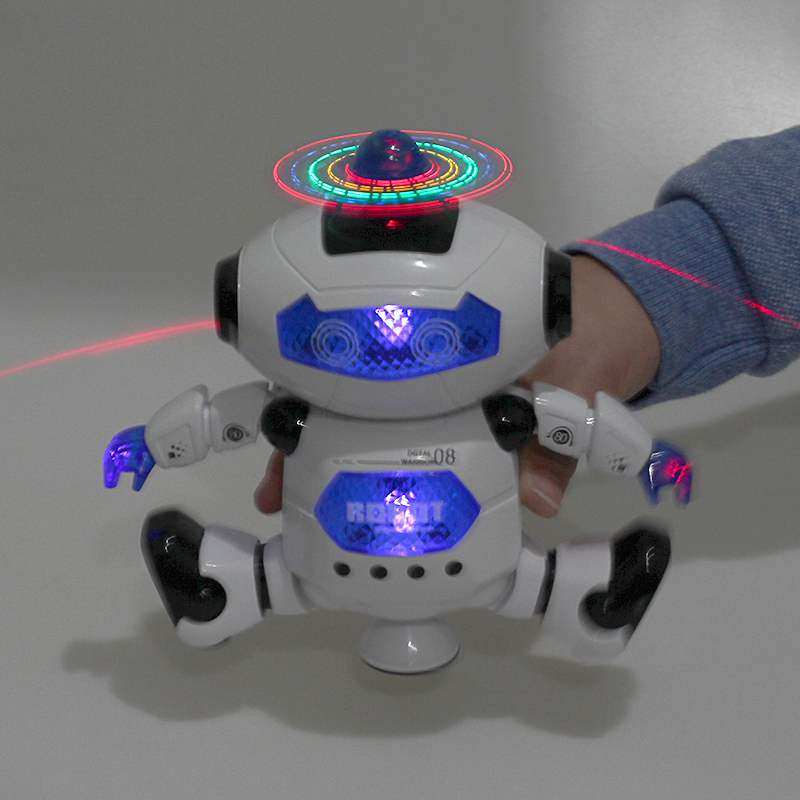 Electric dancing robot 360 degree rotation with light music strong wind dazzling dancer smart children's toy gift