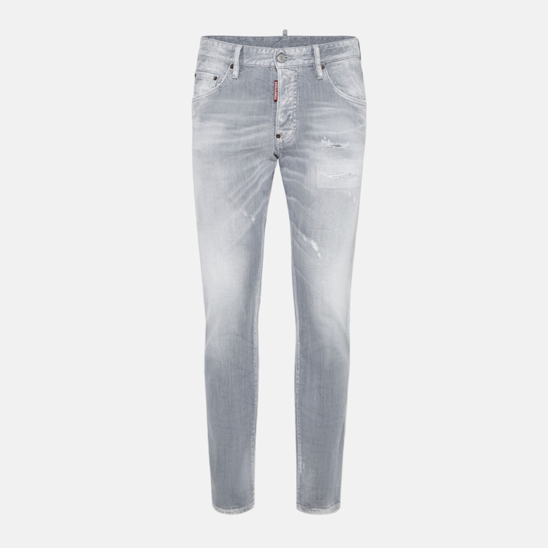 Original European and American Style D2 Jeans for Men, Faux Distressed, Unique and Fashionable, Washed Slim-Fit Skinny Jeans, Jeans Trend