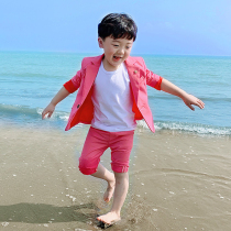 Wedding boy with childrens dress childrens host piano catwalk suit baby solid color British Korean version of small suit