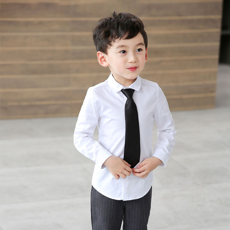 Boys' shirt 2022 new children's white shirt men's long-sleeved performance dress solid color large, medium and small children's performance shirt