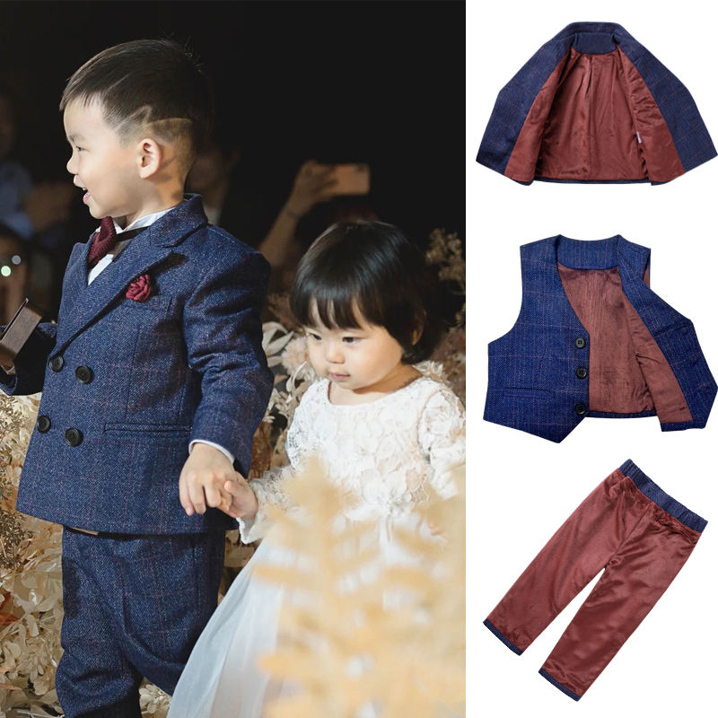 Boy suits suit Winter handsome Inn's birthday Birthday Dress Flowers Child Wedding Host Children Little West Suit-Taobao