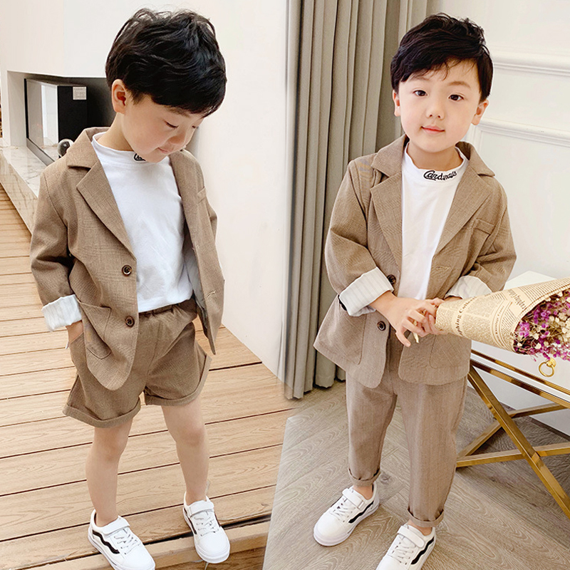 Children's suit jacket Boys Korean casual British suit Children's spring children handsome plaid dress