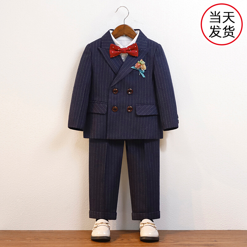 Boy suit gown suit Inron wind handsome autumn ocean flower boy children West suit men's suit suit-Taobao