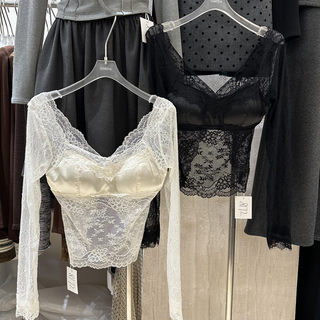 Simida正版2025冬季新款韩版洋气时尚百搭蕾丝拼接露背美背上衣女