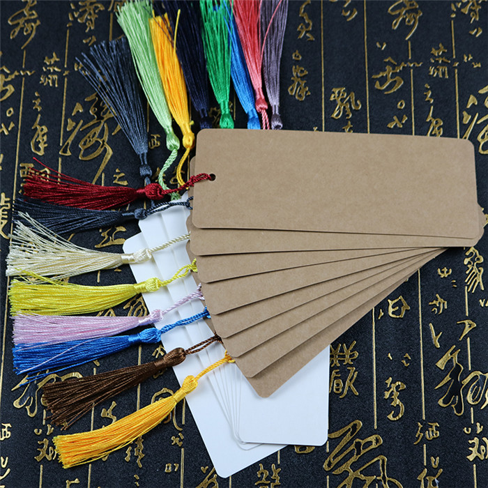 Creative watercolor Chinese style blank tassel big bookmark special kraft paper white card thick 280 grams of paper easy to color watercolor hand account material DIY card