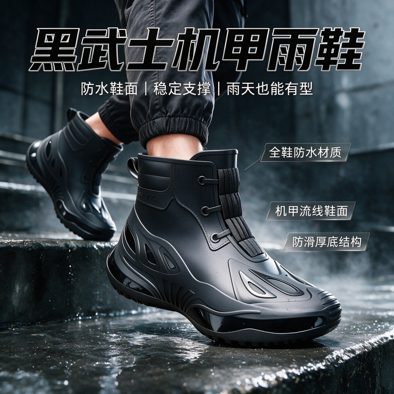 New Low-Cut Men's Rain Boots, Non-Slip, Wear-Resistant, Mid-Cut, Waterproof, Sports and Leisure Style, Kitchen Work Shoes, Water Shoes, Short-Cut New Low-Cut Men's Rain Boots, Non-Slip, Wear-Resistant, Mid-Cut, Waterproof, Sports and Leisure Style, Kitchen Work Shoes, Water Shoes, Short-Cut