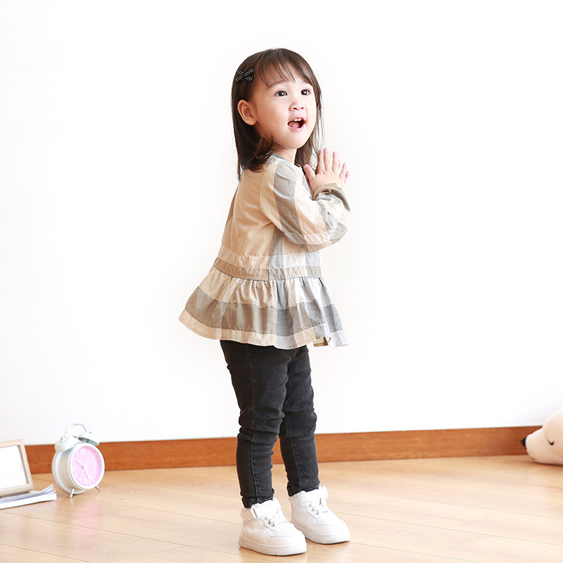 A类安全等级 网易严选 女婴童宝宝长袖格纹娃娃衫配围巾 天猫优惠券折后￥69包邮（￥129-60）59~85码可选