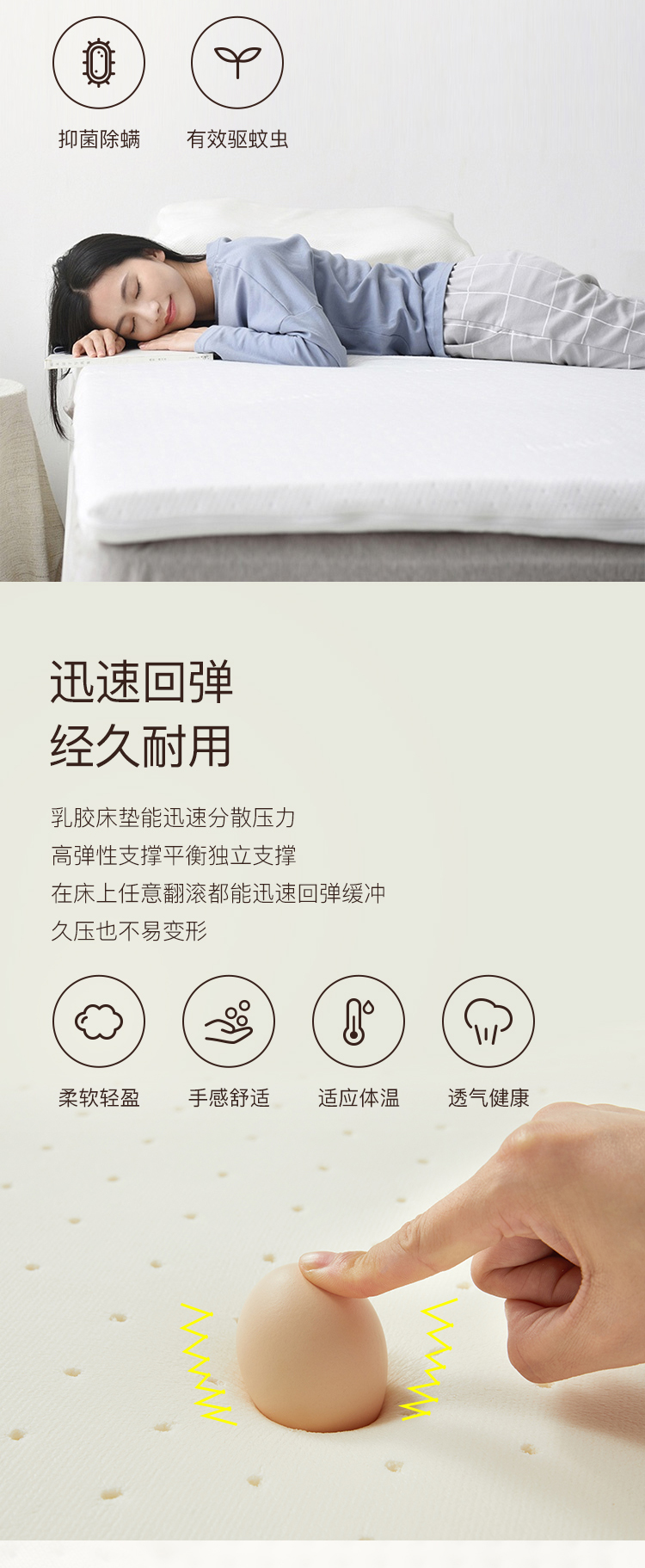 网易严选 泰国制造 天然乳胶床垫 1.5*2米*5厘米 图8