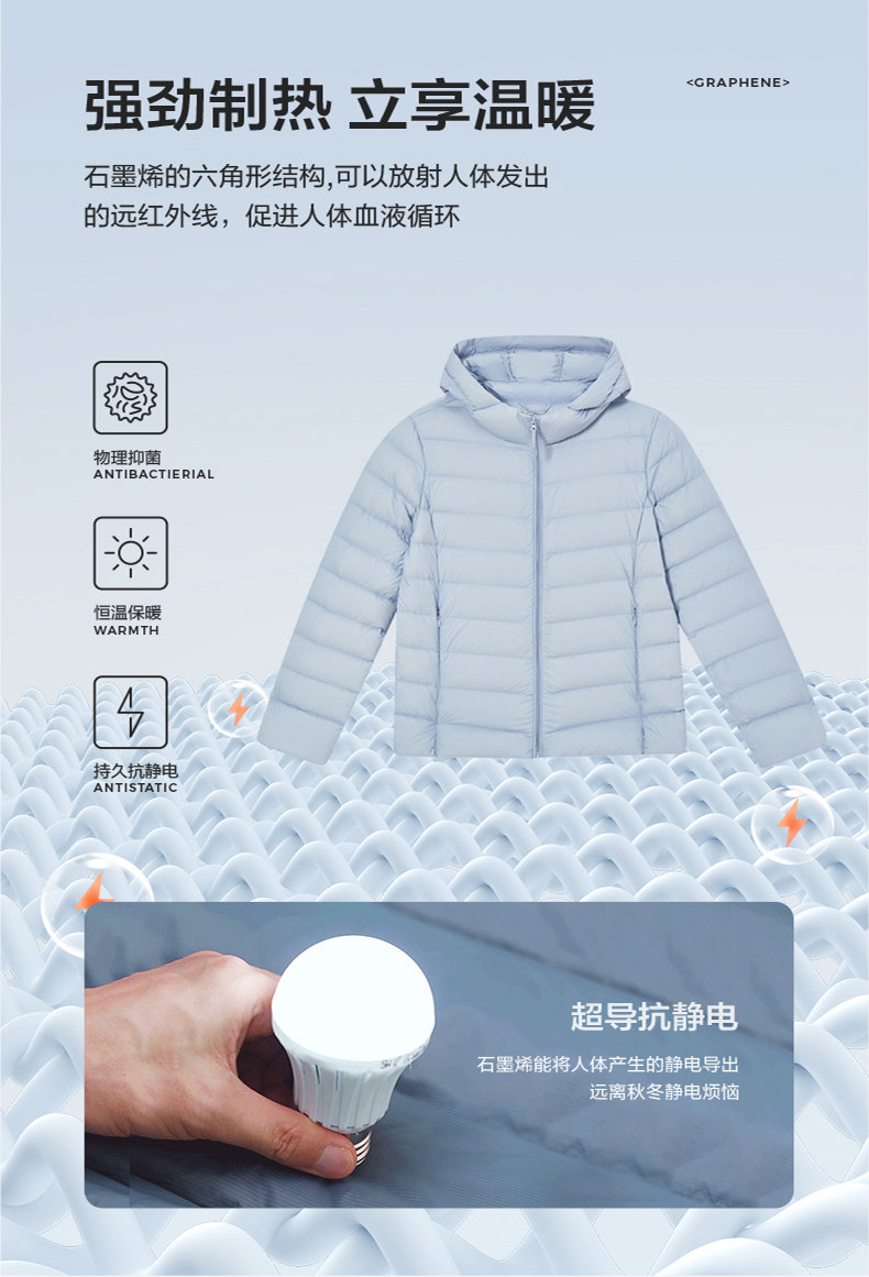 网易严选 2022年秋季款 轻暖系列 石墨烯抗菌 女式羽绒服 4038882 天猫优惠券折后￥209包邮（￥309-100）2款7色可选