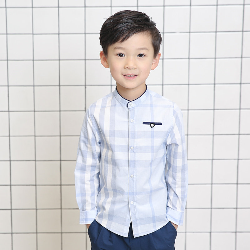 网易严选 A类安全等级 纯棉 格纹立领 男童长袖衬衫 天猫优惠券折后￥79包邮（￥139-60）120~160cm可选