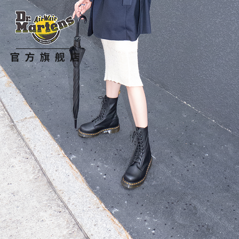 Drmartens 1490 Smooth thin boots 10 holes Martin boots female JK riding boots boots Dr. Martin