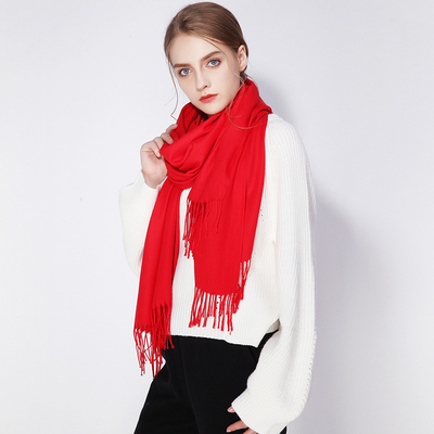 【上海故事】百搭中国红仿羊绒披肩两用围巾