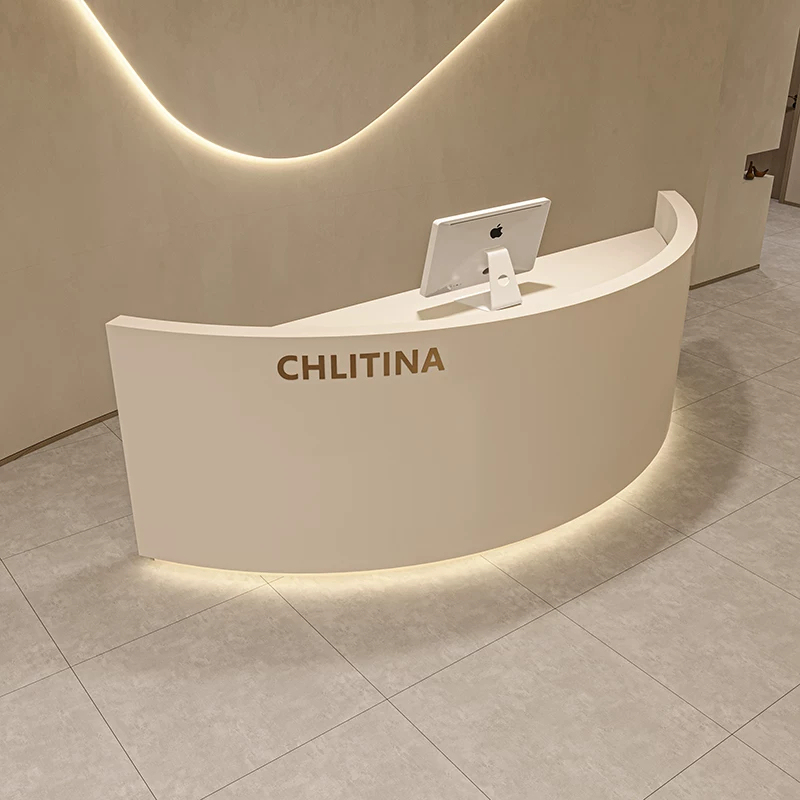 Simple Beauty Salon Bar Counter, Curved Semicircular Nail Salon, Clothing Store Cash Register, Art Dance Reception Front Desk Table Simple Beauty Salon Bar Counter, Curved Semicircular Nail Salon, Clothing Store Cash Register, Art Dance Reception Front Desk Table