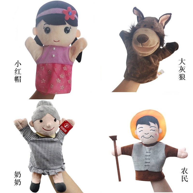 Small Red Hat New Animal Gloves Toy Little Horse Over River Props Girl Hand Puppets Grey Wolf Peasant Rabbit Three Piglets