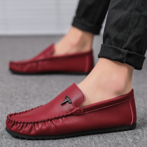 New Doudou shoes mens spring trend red soft bottom mens driving shoes summer breathable Korean version of casual lazy shoes