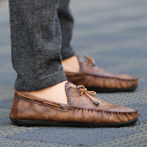 2021 new Doudou shoes mens spring trend Korean version of soft-soled lazy shoes a pedal casual mens driving shoes