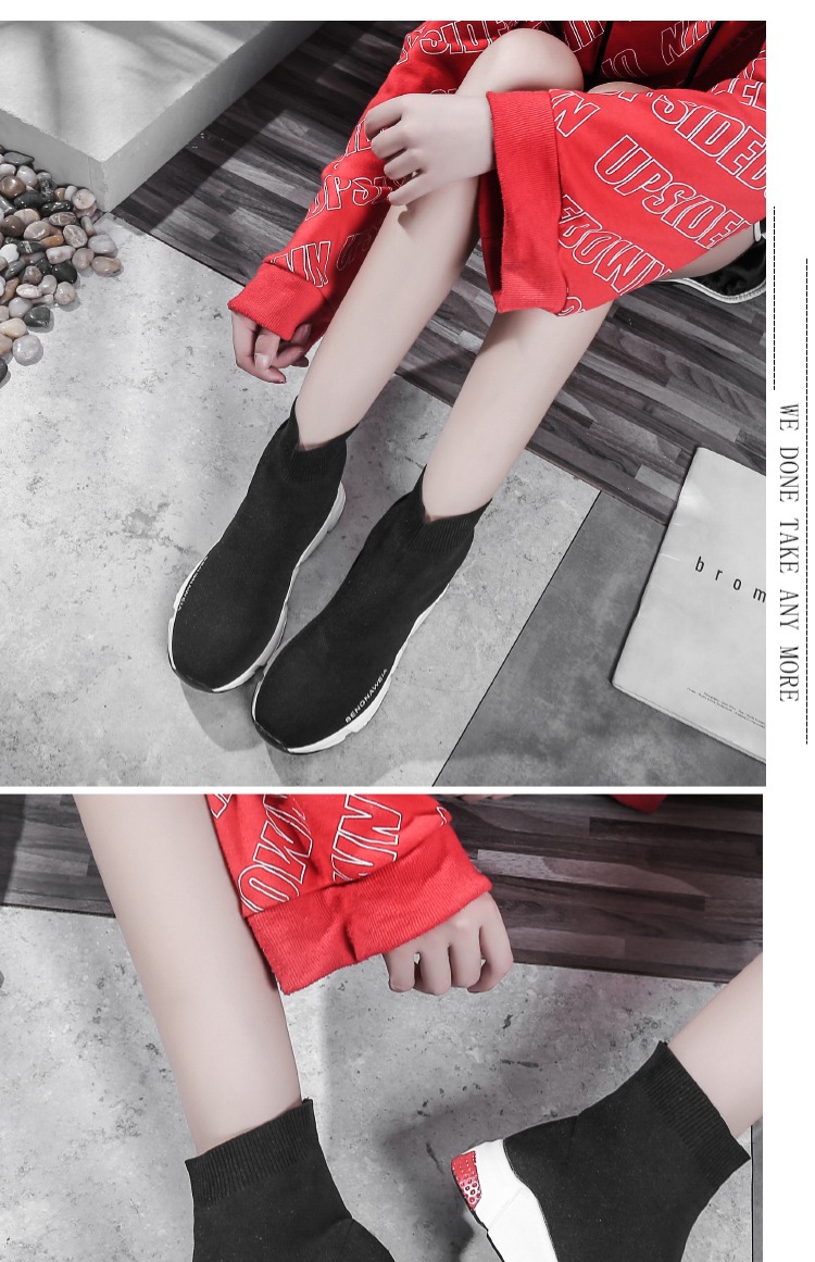 Cộng thêm đôi giày nhung nữ mùa thu đông mùa đông Học sinh mới phiên bản Hàn Quốc của giày cao gót hip hop hoang dã hip hop cao cấp giày bốt nữ cổ cao