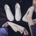 Giày vải nữ 2019 xuân hè phiên bản Hàn Quốc của đôi giày nhỏ màu trắng hoang dã retro Hồng Kông hương vị giày đế thấp - Giày cắt thấp giày dép nữ Giày cắt thấp