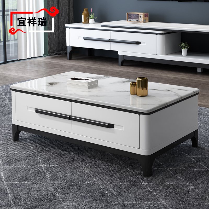 [USD 817.14] Marble TV tea group set up smallscale living room telescopic TV