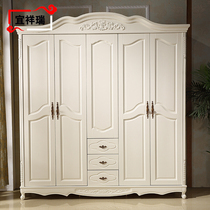 European full solid wood wardrobe white open door wardrobe 4 doors 5 doors flat door simple modern storage cabinet bedroom